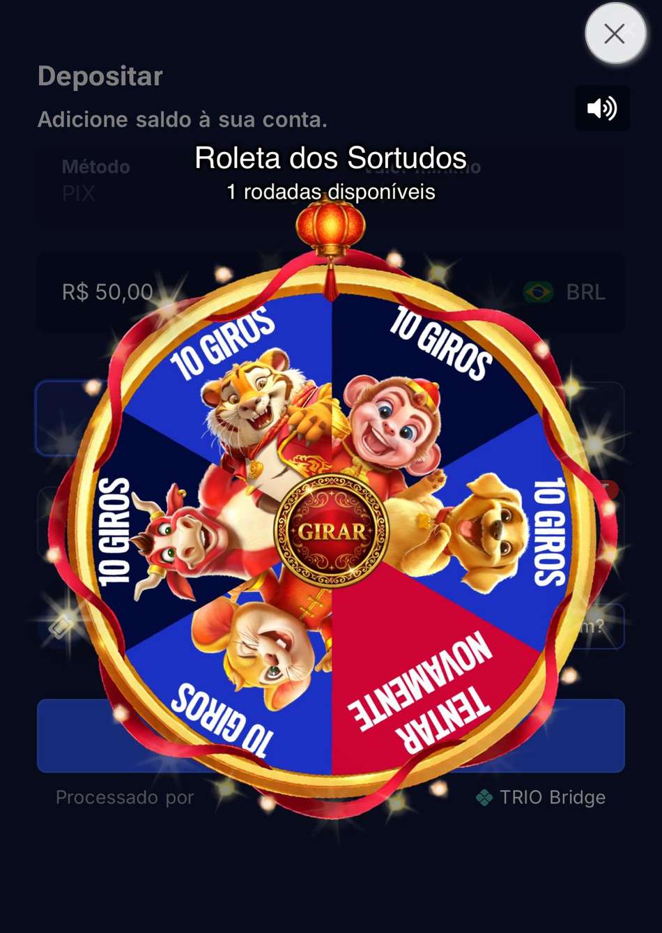 Captura da tela de depósitos com Pix na Hiperbet.