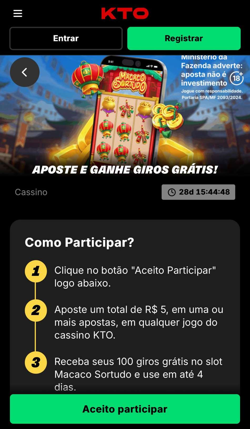 Captura da tela de saque no cassino com Pix KTO.