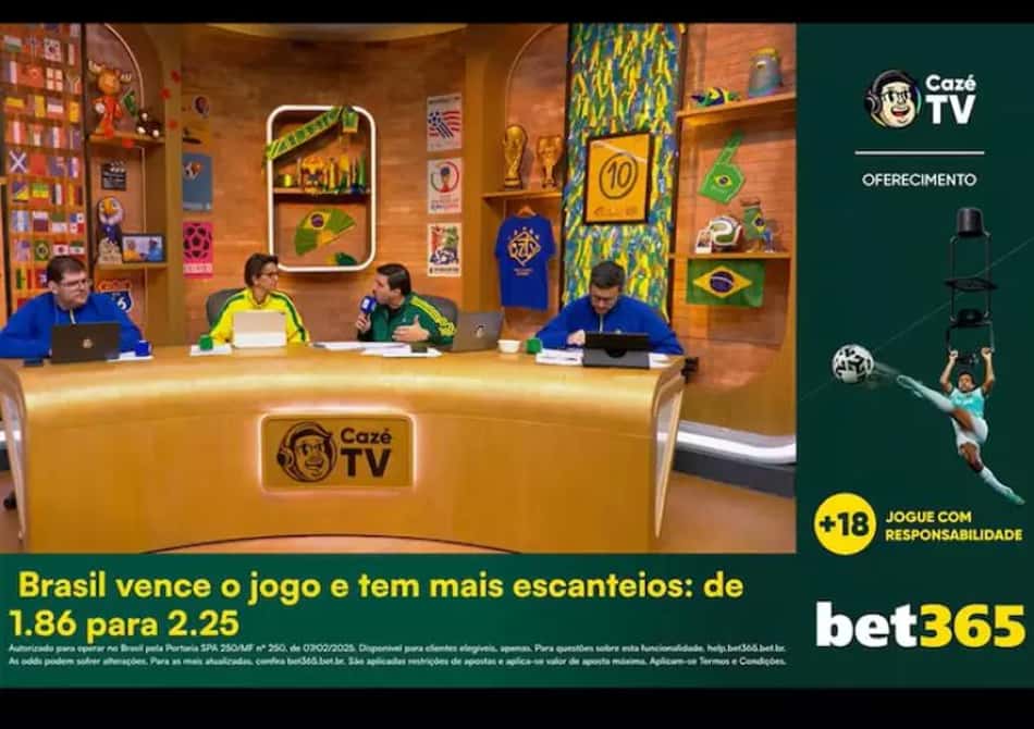 CazéTV sofre pressão do MP por divulgação de bets em transmissão da Copa (Foto: Reprodução)