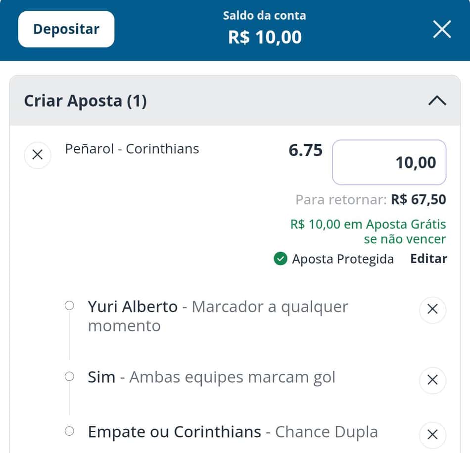 Captura de tela do mercado de apostas Chance Dupla na Sportingbet.