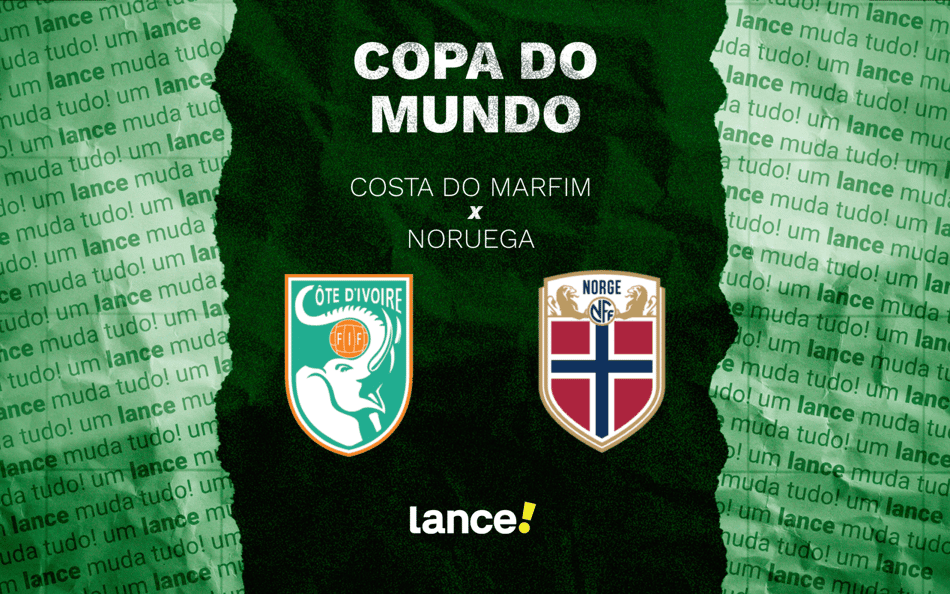 Costa do Marfim e Noruega se enfrentam pela fase de 16-avos de final da Copa do Mundo (Foto: Arte/Lance!)