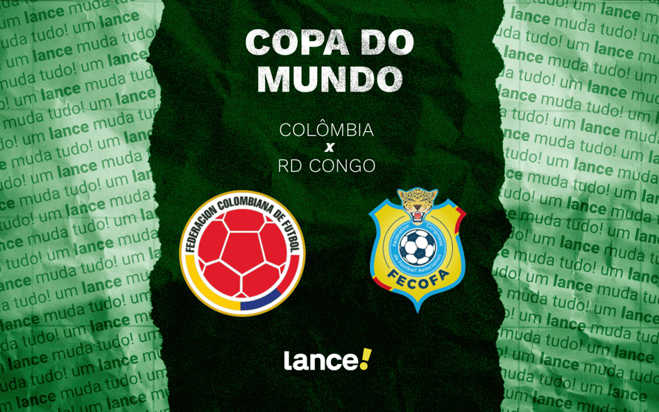 Colômbia e RD Congo se enfrentam pela 2ª rodada da Copa do Mundo (Foto: Arte/Lance!)