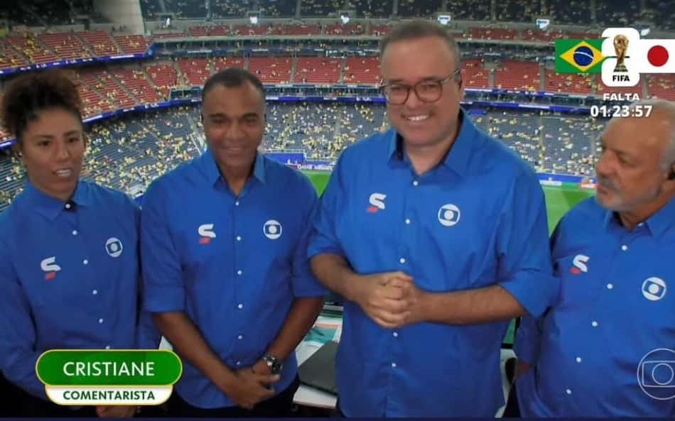 Cristiane comentou Brasil x Japão, pela Copa do Mundo 2026. (Reprodução/Globo)
