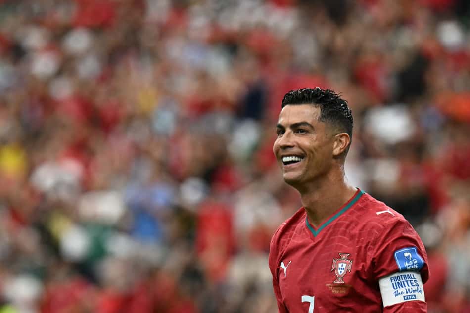 Cristiano Ronaldo sorri após marcar gol de Portugal na Copa do Mundo