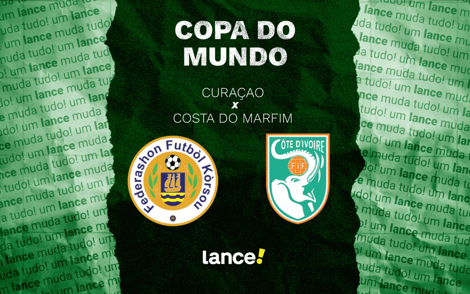 Curaçao e Costa do Marfim se enfrentam pela 3ª rodada da Copa do Mundo (Foto: Arte/Lance!)