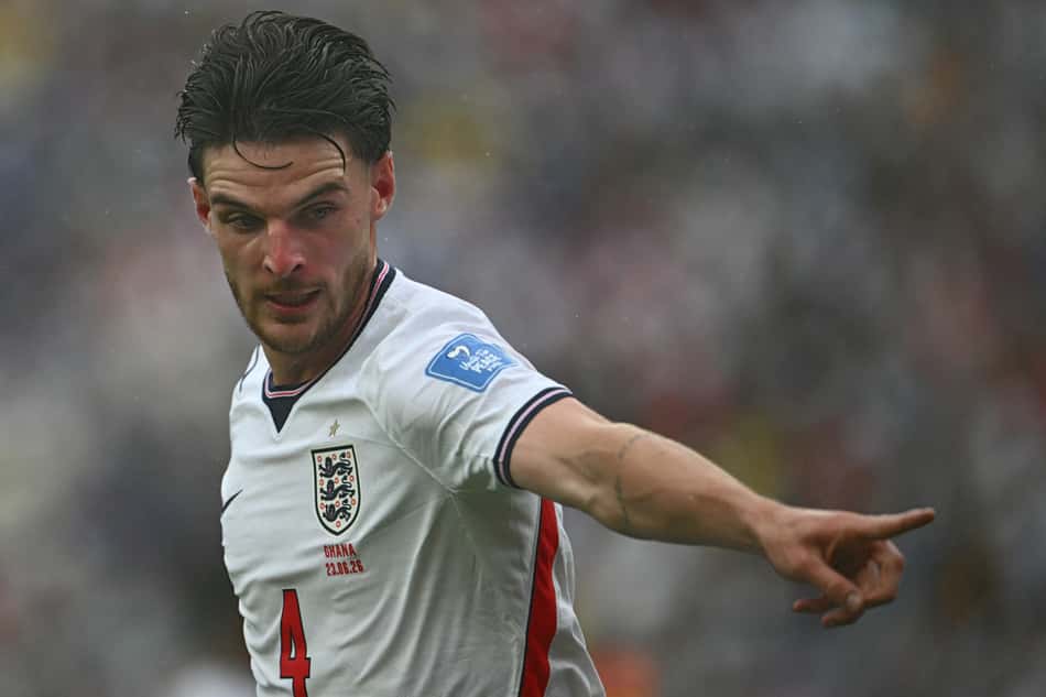 Declan Rice, da Inglaterra, em duelo contra Gana pela Copa do Mundo