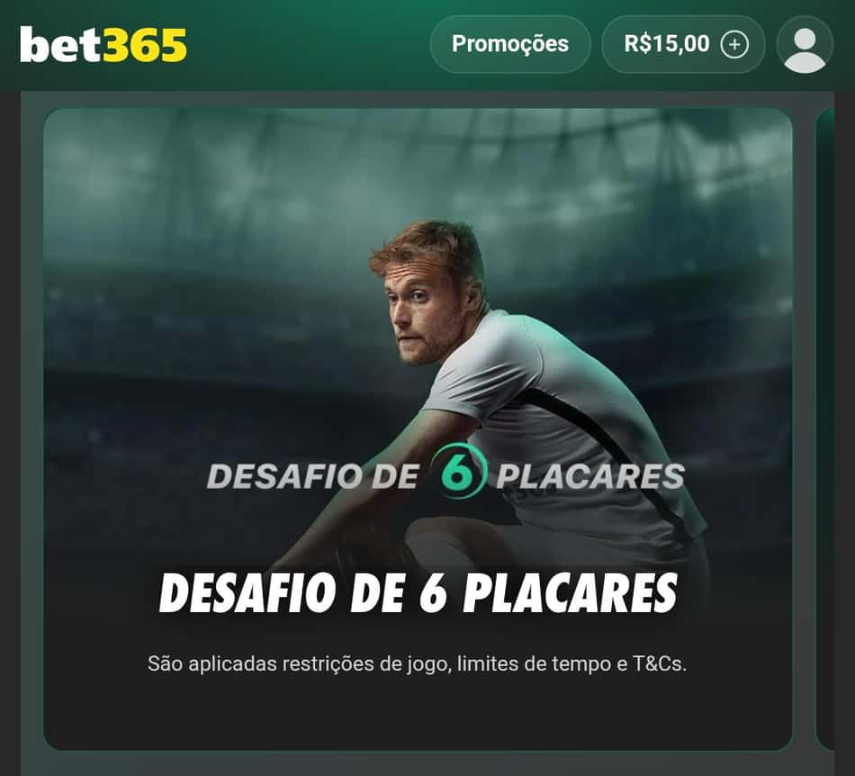 Captura de tela do Desafio de 6 Placares da bet365.