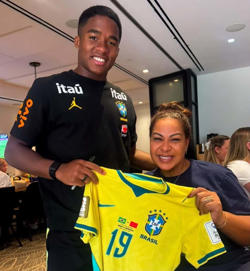 Cíntia e Endrick no treino da Seleção Brasileira (Foto: Arquivo pessoal)