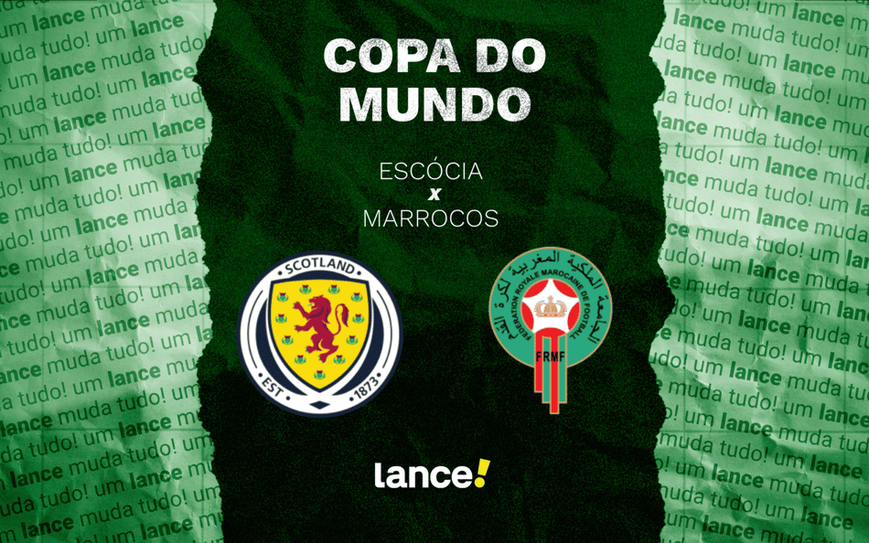 Escócia e Marrocos se enfrentam pela 2ª rodada da Copa do Mundo (Foto: Arte/Lance!)