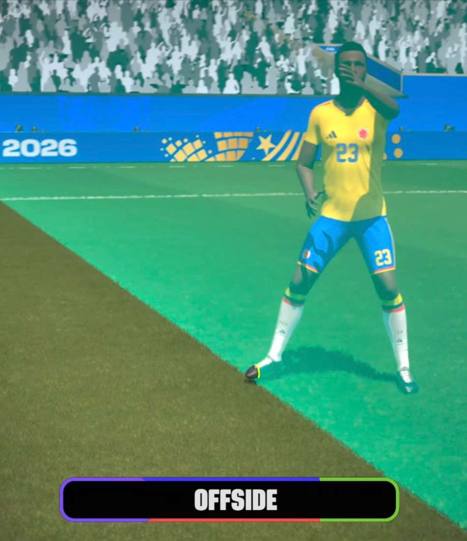 Imagem do VAR do gol anulado da Colômbia contra Portugal
