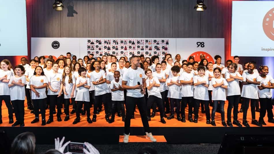 Kylian Mbappé no lançamento da sua fundação