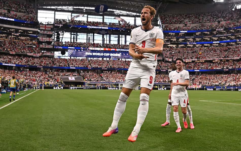 Com show de Kane, a Inglaterra venceu a Croácia por 4 a 2 na Copa do Mundo de 2026 (Foto: Paul ELLIS / AFP)
