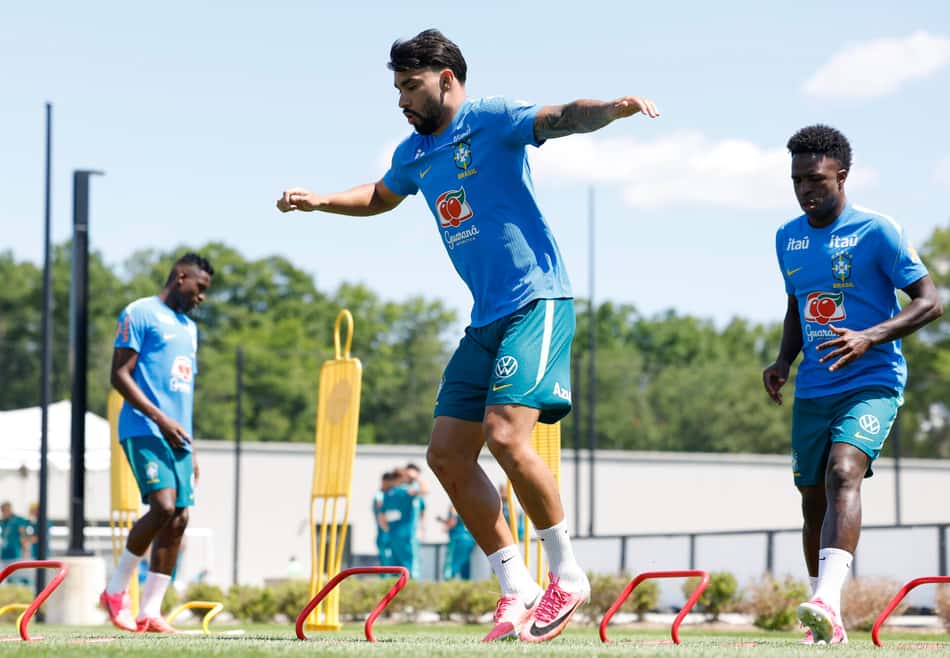 Lucas Paquetá durante treino da Seleção Brasileira no CT, em Morristown