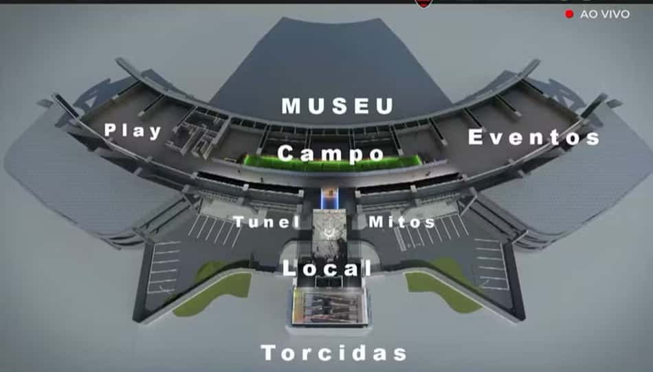 Projeção do novo museu do Maracanã (Foto: Reprodução/FlamengoTV)