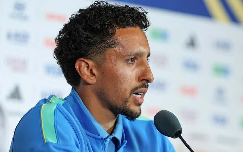 Marquinhos durante entrevista na véspera de Brasil x Japão