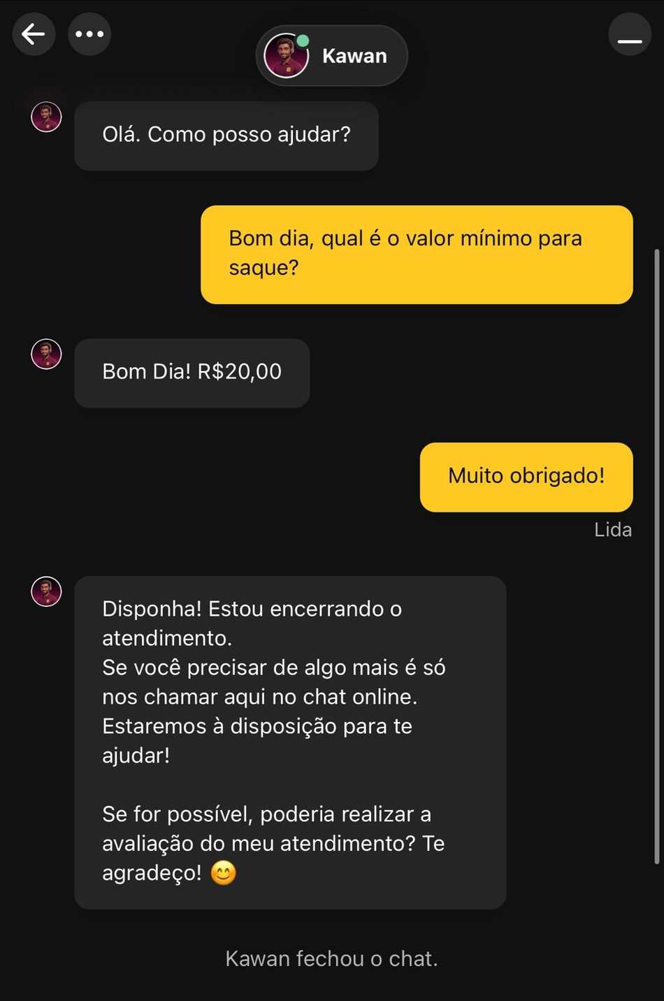 Captura de tela do chat ao vivo no site móvel da Bateubet.