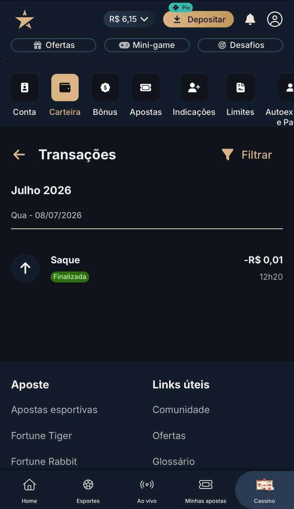 Captura de tela do app da Estrela bet.