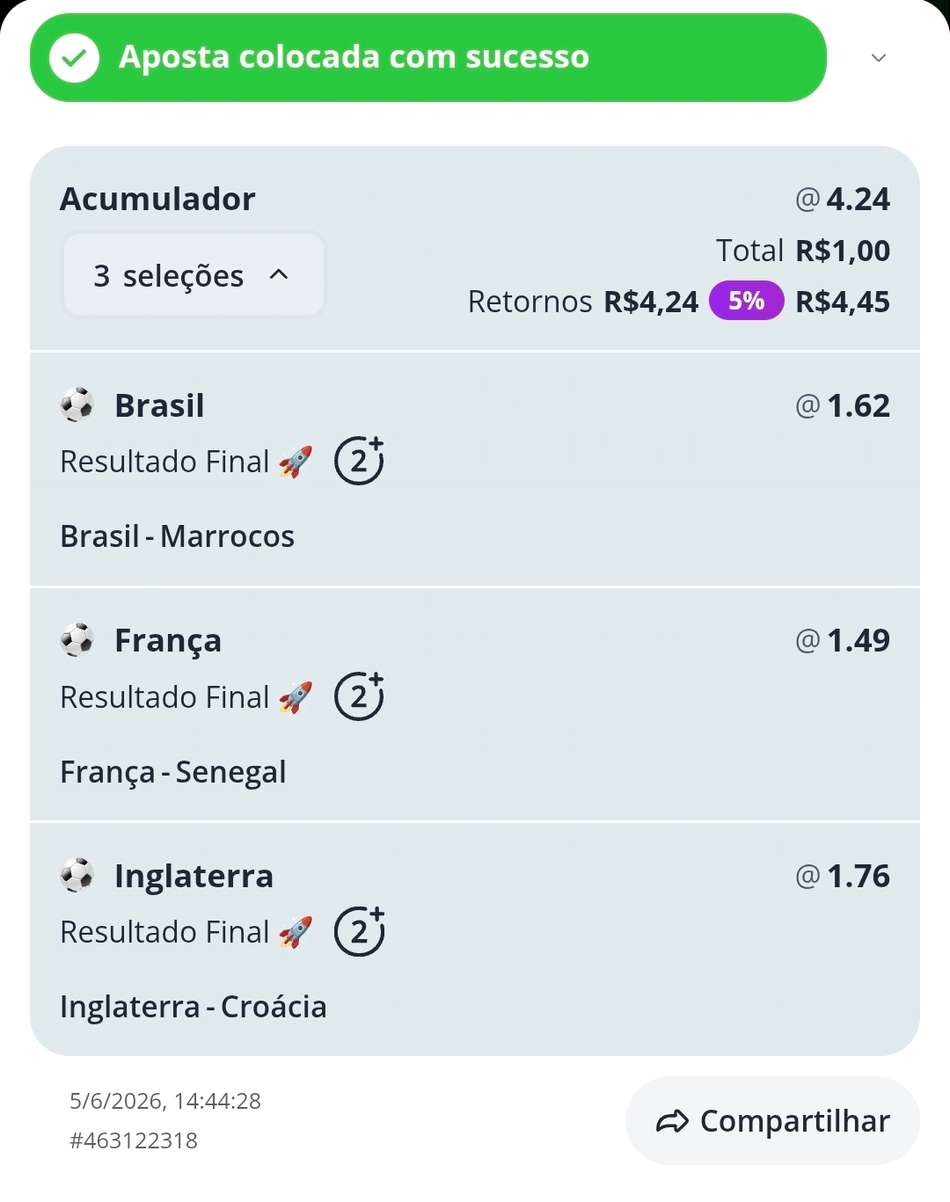 Captura de tela de uma aposta múltipla na Novibet na Copa do Mundo
