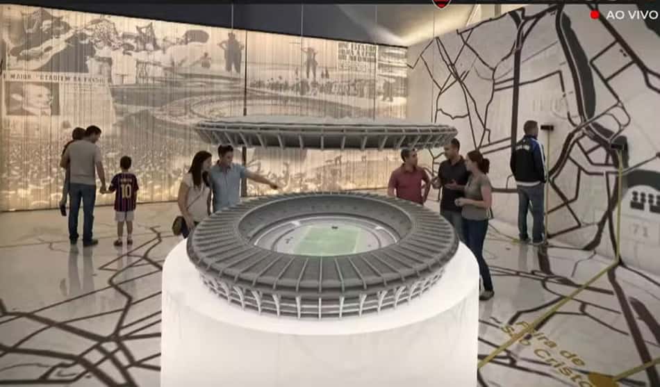 Projeção do novo museu do Maracanã (Foto: Reprodução/FlamengoTV)