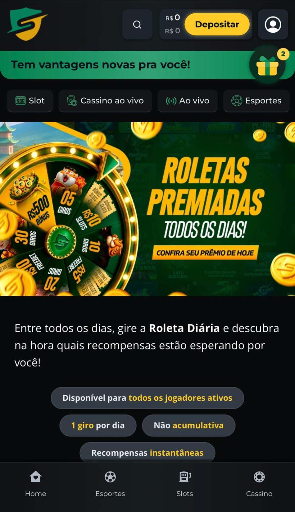 Captura de tela da Roleta Premiada da bet de 5 reais Segurobet.