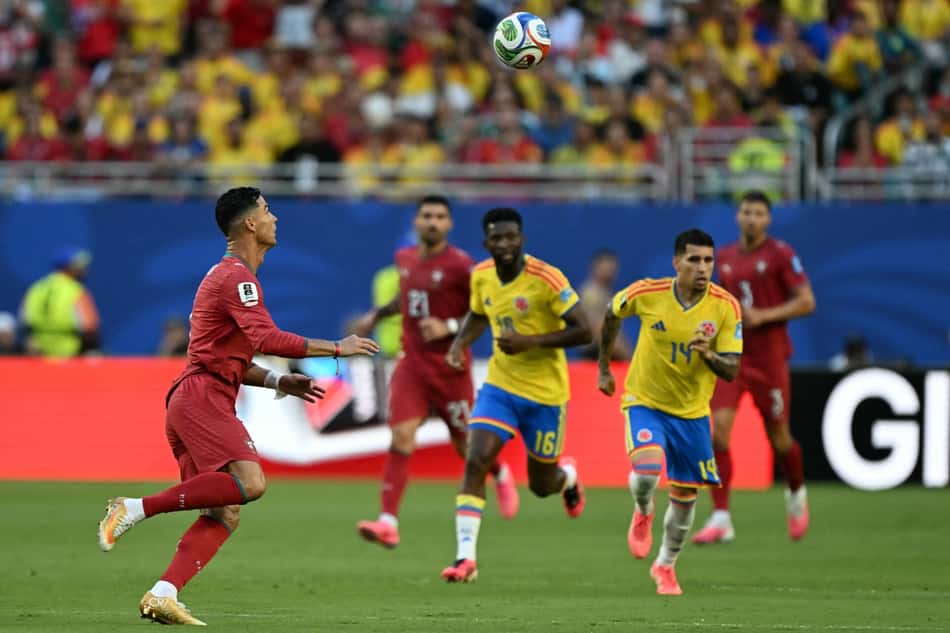Cristiano Ronaldo em ação no jogo de Portugal contra Colômbia pela Copa do Mundo