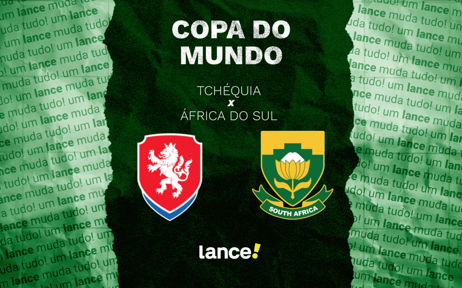 Tchéquia e África do Sul se enfrentam pela 1° rodada da Copa do Mundo (Foto: Arte/Lance!)