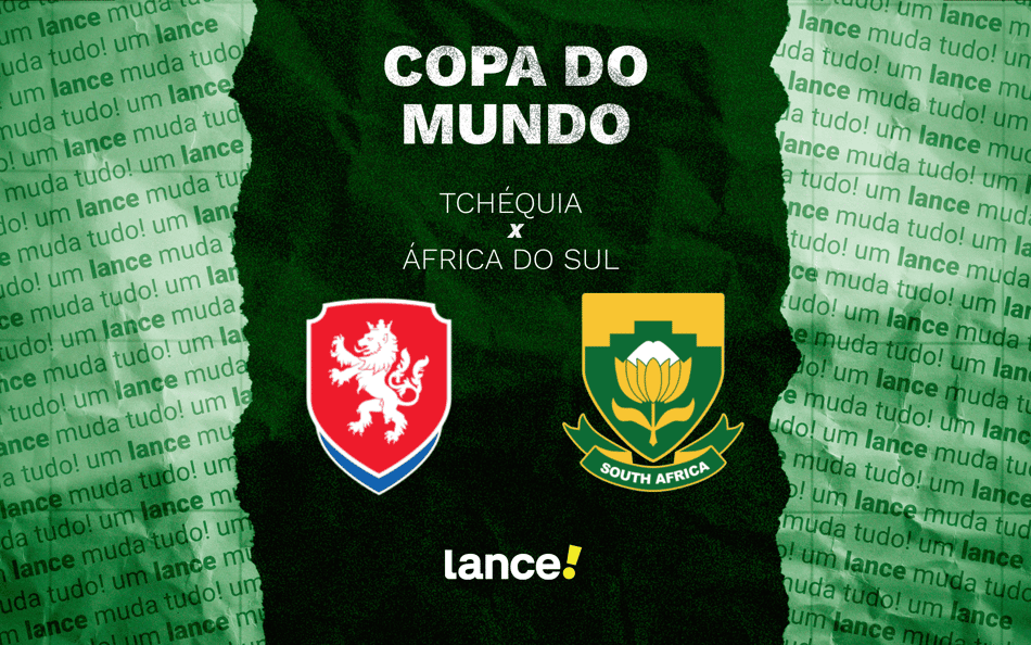 Tchéquia e África do Sul se enfrentam pela 1° rodada da Copa do Mundo (Foto: Arte/Lance!)