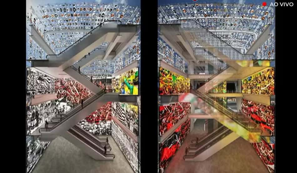 Projeção do novo museu do Maracanã (Foto: Reprodução/FlamengoTV)