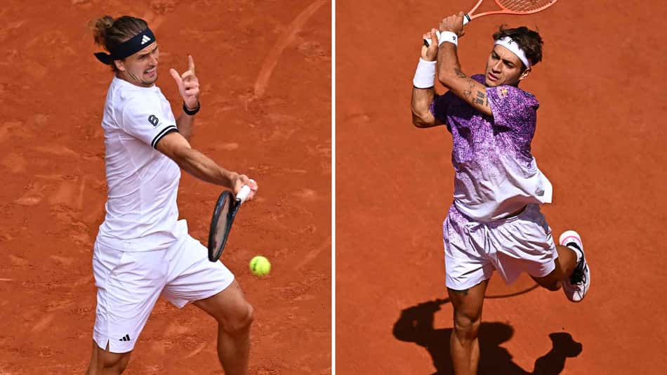 O alemão Alexander Zverev e o italiano Flávio Cobolli são favoritos nas semifinais de Roland Garros (Foto: Corinne Dubreuil/ATP Tour)
