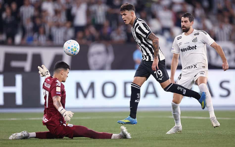Botafogo vence o Santos nos minutos finais da partida, no Nilton Santos. (Foto: Vitor Silva/Botafogo)