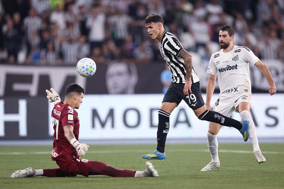Botafogo vence o Santos nos minutos finais da partida, no Nilton Santos. (Foto: Vitor Silva/Botafogo)