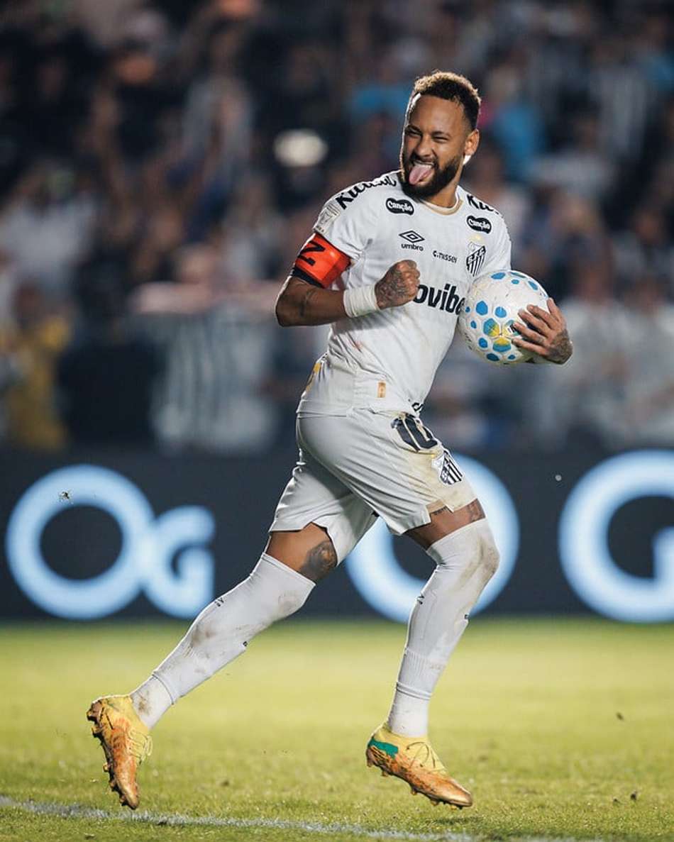 Neymar celebra gol do Santos na Vila Belmiro. (Foto: Raul Baretta/ Santos FC)