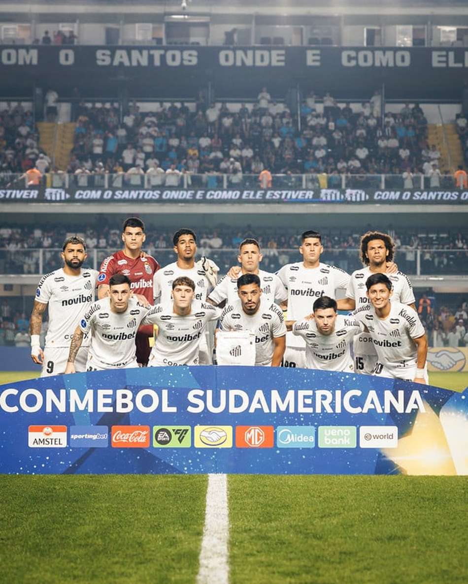 Time titular do Santos diante da UCV, na Vila Belmiro. (Foto: Raul Baretta/ Santos FC)
