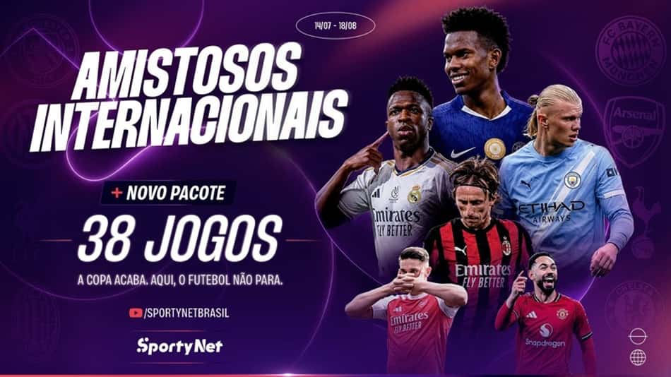 Amistosos internacionais que serão transmitidos de forma gratuita.