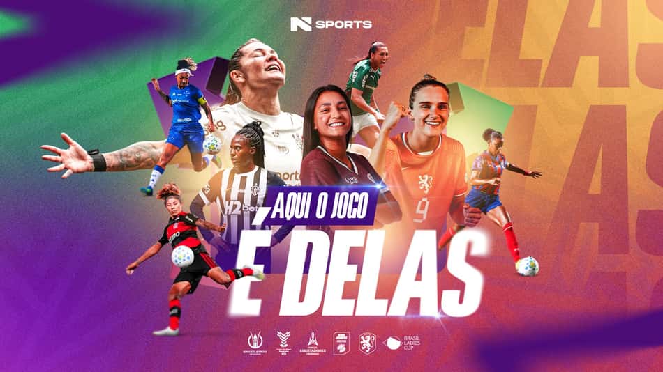 Jogadoras do futebol feminino em arte feita pela NSports para divulgar aumento na cobertura