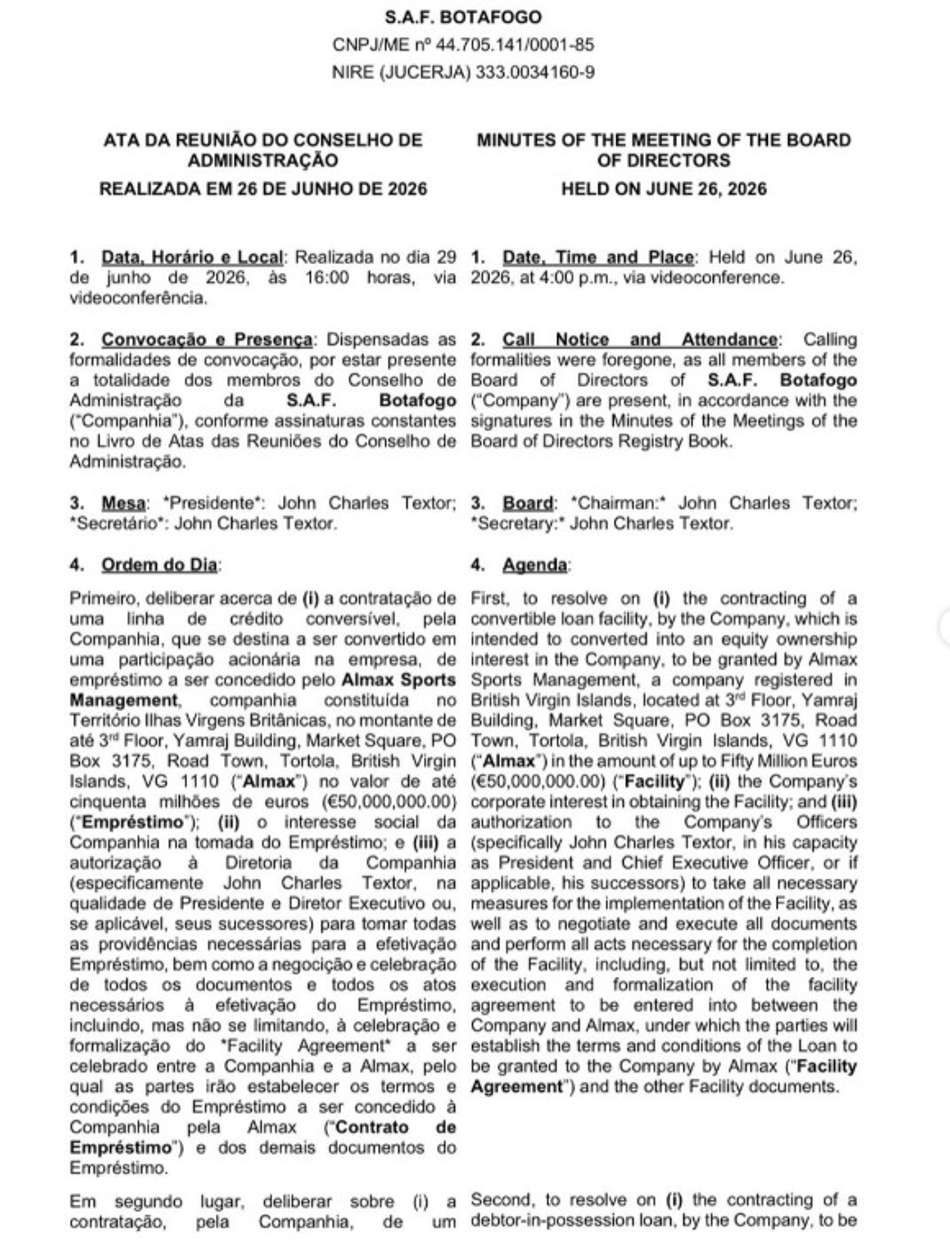 Documento publicado por John Textor
