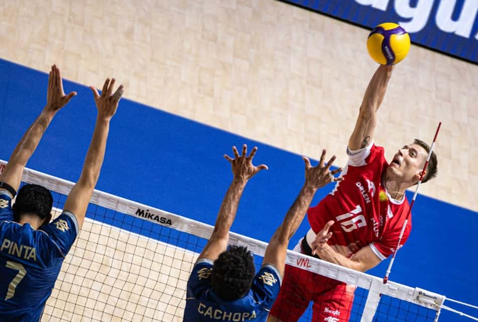 Ataque da Polônia em uma das derrotas do Brasil na VNL 
