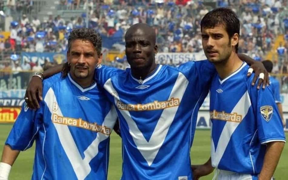 Roberto Baggio, Stephen Appiah e Pep Guardiola em ação pelo Brescia