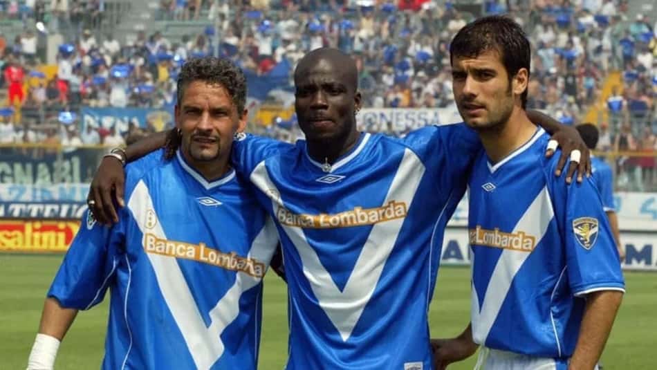 Roberto Baggio, Stephen Appiah e Pep Guardiola em ação pelo Brescia