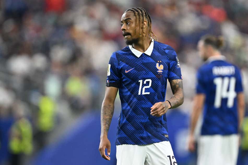 Barcola em ação na partida entre França e Espanha, pela semifinal da Copa do Mundo