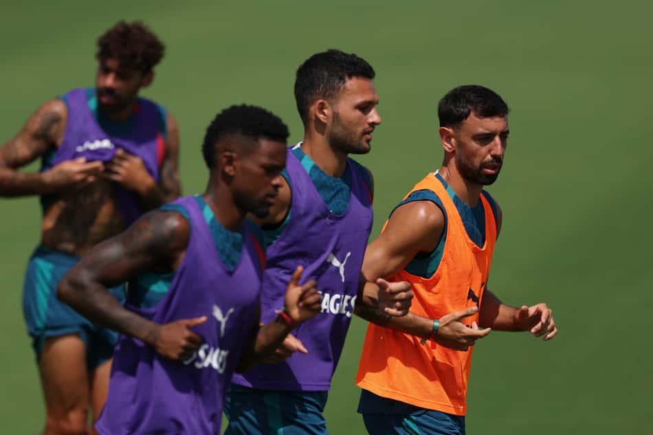 Bruno Fernandes treinando com a seleção portuguesa