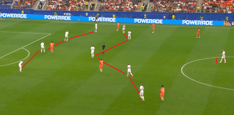 Campo tático mostra linhas da Noruega no jogo contra Costa do Marfim