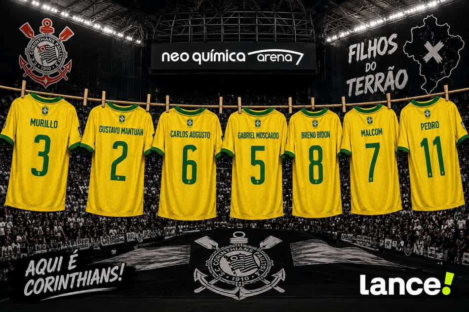 Arte de um varal com nomes do Corinthians