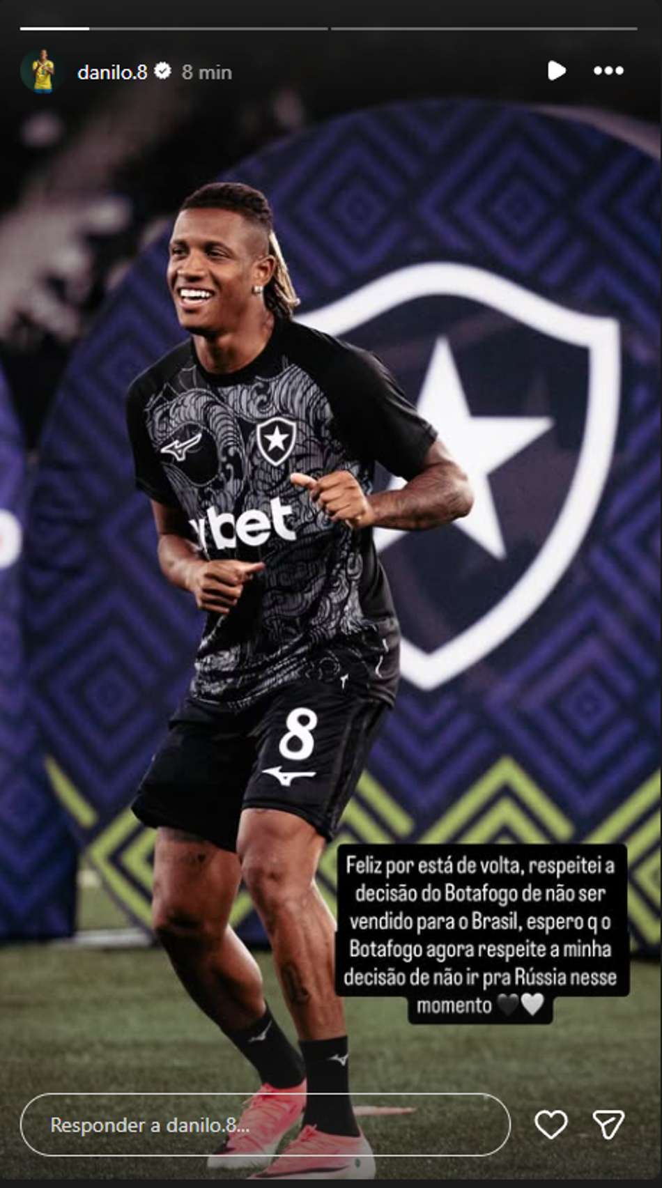 Danilo publica recado ao Botafogo nas redes sociais
