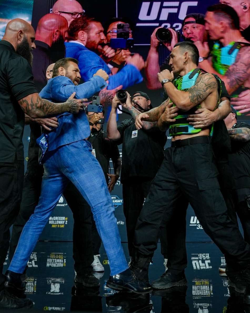 Encarada de Conor McGregor e Max Holloway para UFC 329 (Foto: Reprodução / Instagram / UFC)