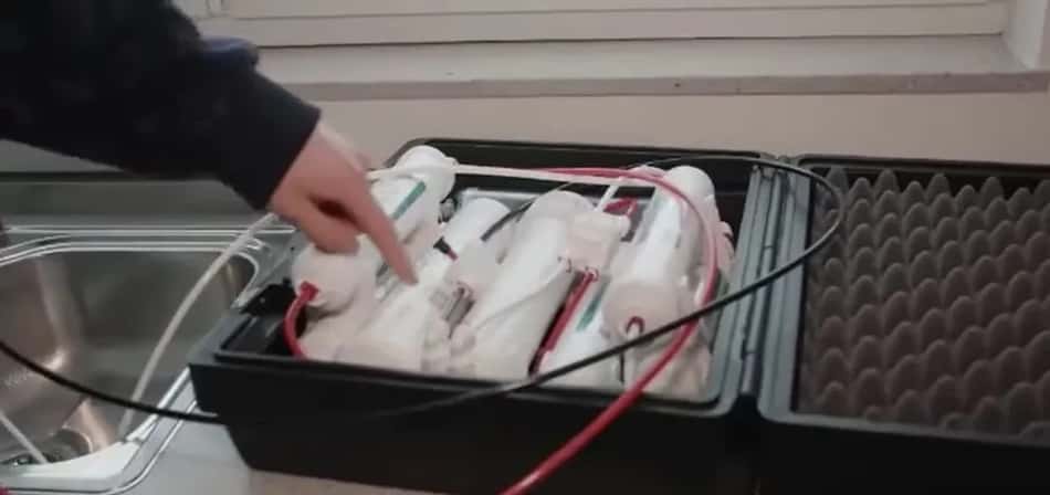 Filtros de água utilizados por Haaland para se manter hidratado