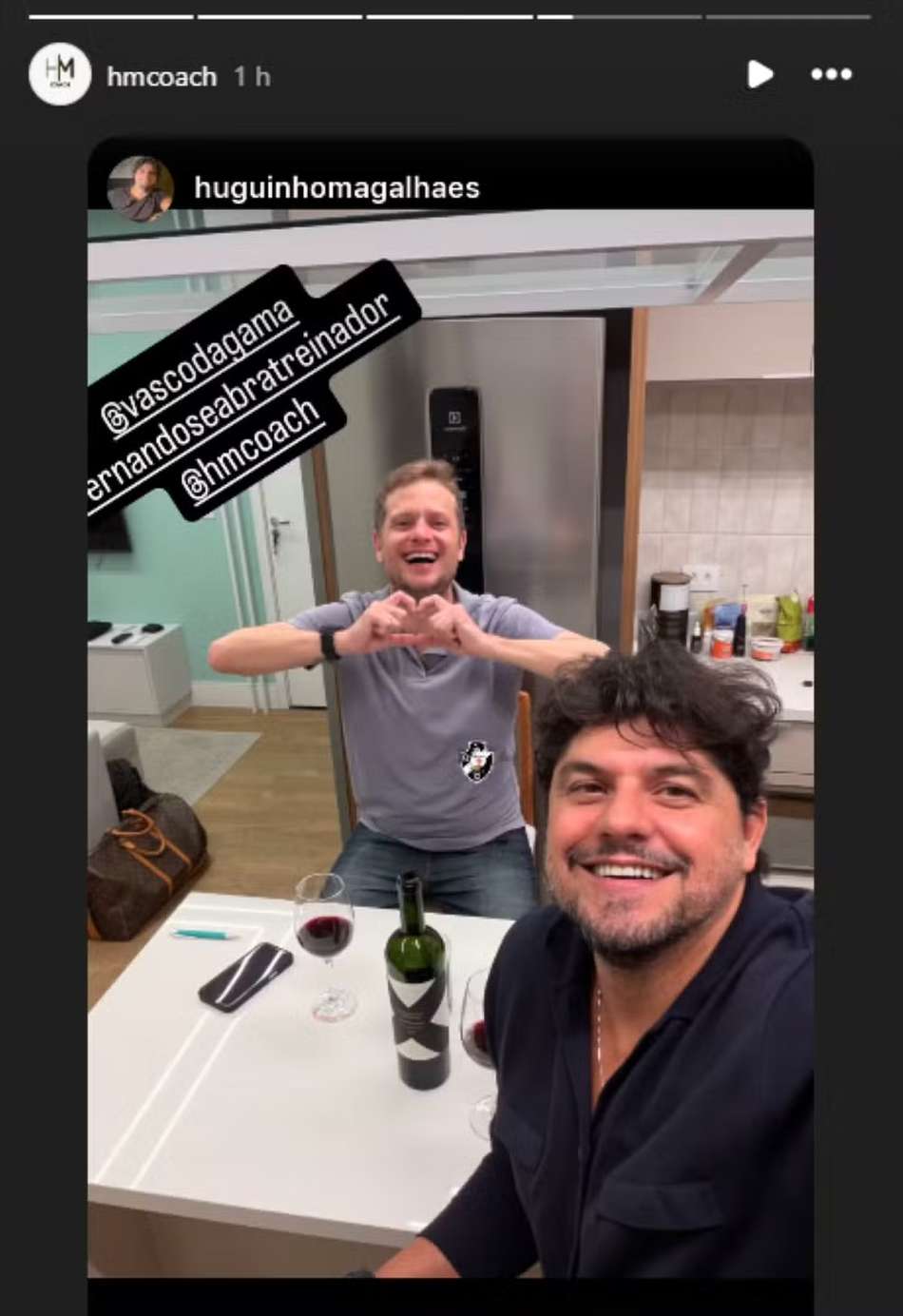 Publicação no instagram mostra Fernando Seabra ao lado do empresário celebrando acerto com o Vasco