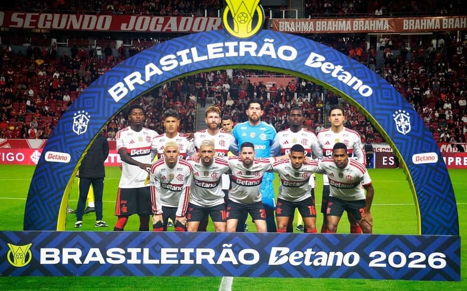 Time do Flamengo antes do duelo contra o Internacional