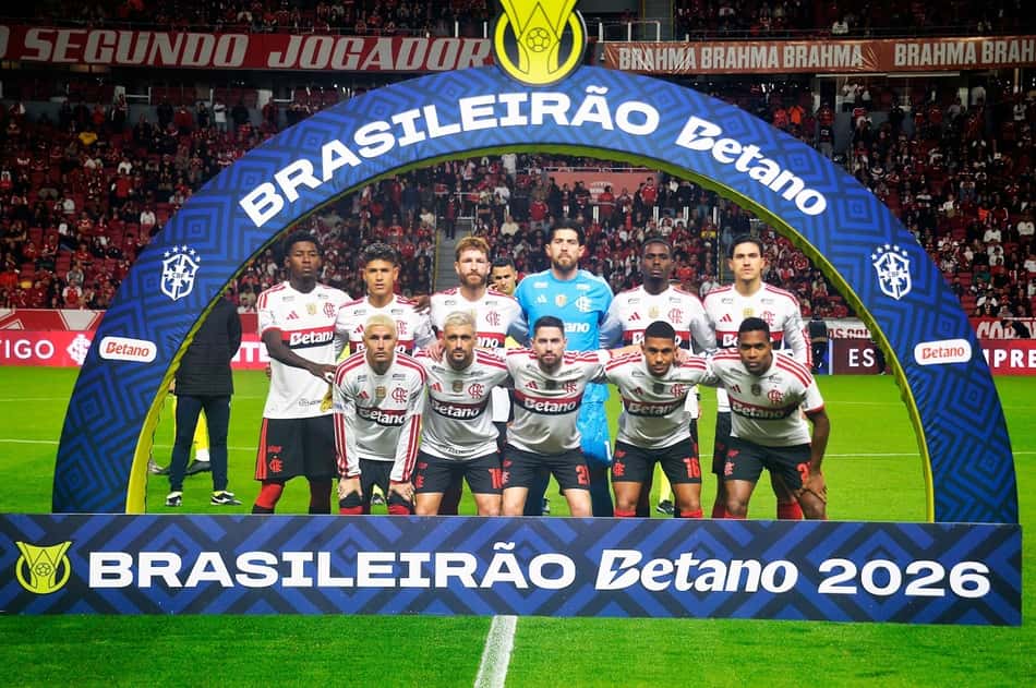 Time do Flamengo antes do duelo contra o Internacional