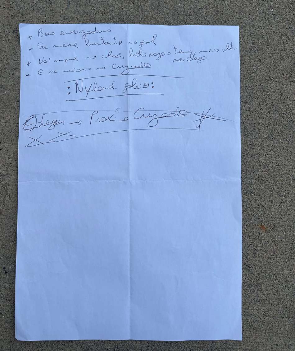 Documento descreve o comportamento do goleiro da Noruega, Orjan Nyland, durante cobranças de pênalti.